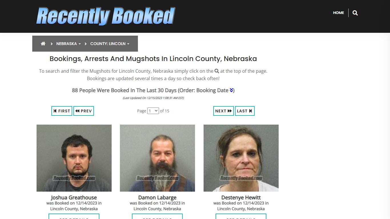 Bookings, Arrests and Mugshots in Lincoln County, Nebraska